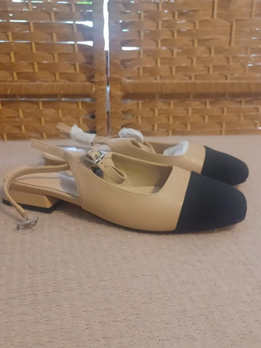 Tan and Black Flats, Size 6